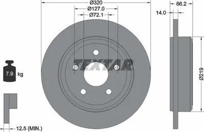 Produktbild von 2x TEXTAR Bremsscheibe 92177403 für JEEP GRAND CHEROKEE III (WH WK) 66 2mm