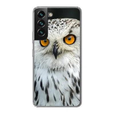 Produktbild von MuchoWow® Handyhülle Schutzhülle Hülle für Samsung Galaxy S22 Eine braune Eule mit orangefarbenen Augen Silikon Softcase Handy Hülle - Mobiltelefonhülle