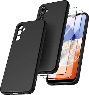 Produktbild von Für Samsung Galaxy A16 4G/ 5G Schwarz Silikon Hülle TPU Case mit Kameraschutz und 2 Stück Panzerglas 9H Bildschirm Schutzglas