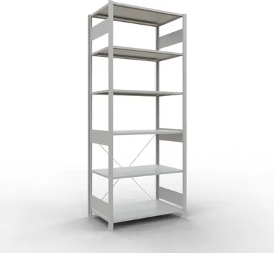 Produktbild von Schulte Fachbodenregal MULTIplus85 Stecksystem | Grundregal | HxBxT 250x100x60cm | 6 Ebenen | Fachlast 85kg | Lichtgrau