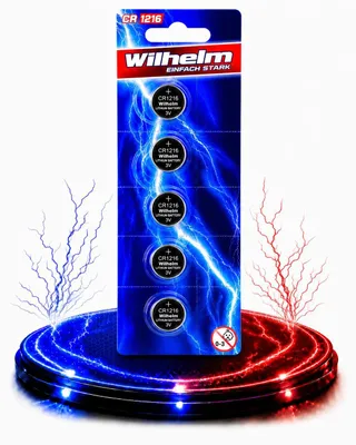 Produktbild von 5 x CR1216 WILHELM Lithium Knopfzelle 3V 26 mAh ø12 x 1,6 mm Batterie DL1216
