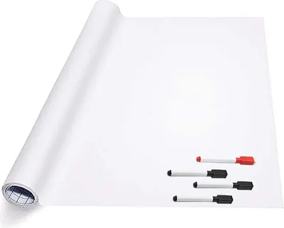 Produktbild von Whiteboard-Folie XL selbstklebend mit 4 Stiften mit Radiergummi – 90 x 200 cm