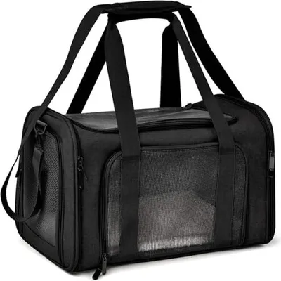 Produktbild von Transportbeutel Katze / Hund, Hundebock, faltbare tragbare, 5 kg Tragkiste mittelgroße Hunde, Katzen (M, Schwarz) L 43 x W 28 h cm