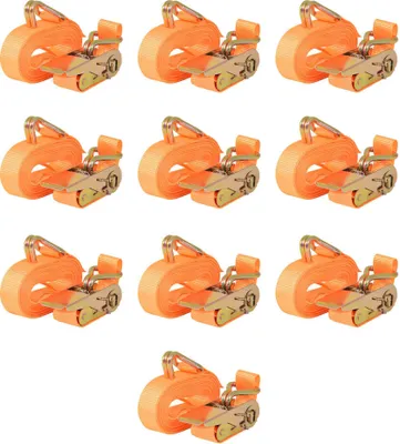 Obrázek produktu pro Ráčnové upínací pásy, 10 ks, 0,4 tun, 6mx25mm, oranžové