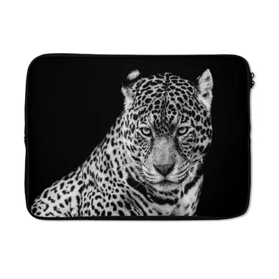 Produktbild von MuchoWow® Laptop Hülle 14 ZollLeopard - Tiere - Schwarz - Weiß - Porträt Laptoptasche - Laptoptasche - Stoßsicher - Schutzhaube