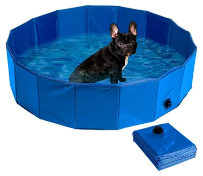 Produktbild von Faltbarer XL-Hundepool mit rutschfestem Boden, 120x30 cm, blau