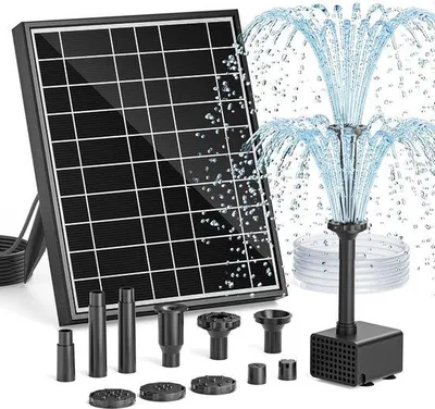 Produktbild von Solarbetriebene Fontänenpumpe für Vogelbäder – 7,5 W Solarpumpe mit 7+ Sprühmodi, 1,5 m Schlauch, ideal für Garten, Teiche, Schwimmbäder und Aquarien