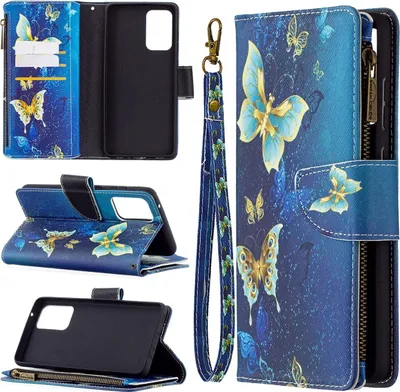 Productafbeelding van König Design hoesje, compatibel met Samsung Galaxy A72 5G, kunstleren telefoonhoesje - telefoonhoesje, blauw