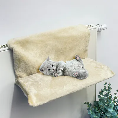 Produktbild von Heizkörperliege - Nest für Katzen – Katzenliege Hängeliege für Heizung (Creme)