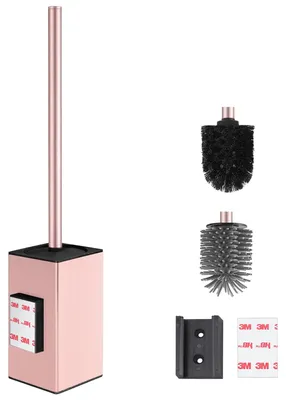 Obrázek produktu pro Čisticí kartáč na toaletu s nástěnným držákem – moderní design v růžové zlaté barvě