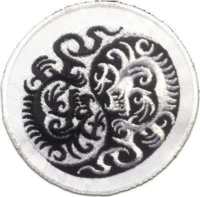 Produktbild von Yin Yang Drache Spirituell - Aufnäher, Bügelbild, Aufbügler, Applikationen, Patches, Flicken, Zum Aufbügeln, Größe: Ø 7.5 cm