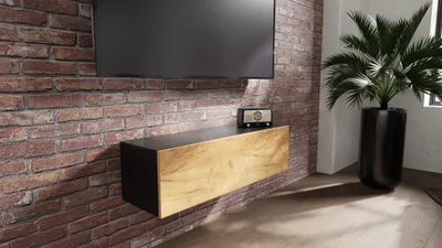 Produktbild von PLATAN ROOM TV Lowboard Hängeboard Board Schrank für Wohnzimmer Wandschrank Matt 105 cm Länge