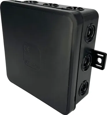 Zdjęcie produktu dla Puszka elastyczna natynkowa 100x100x41mm IP54 12 wlotów klik z osłabieniami czarna V7 EDO777920 EDO Technic