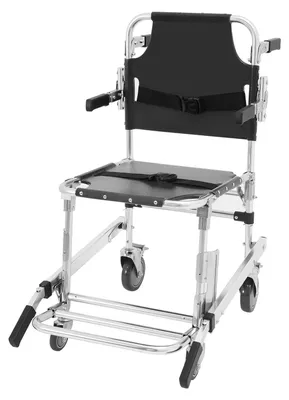 Produktbild von Evakuierungsstuhl für Treppen - Klappbarer Treppensteiger Rollstuhl - 4 Räder mit 2 Bremsen - Tragkraft 159 kg - Eigengewicht 13 kg - Schwarz