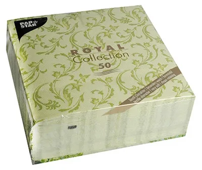 Image de 50 serviettes de table en tissu Damascato vert olive 40x40cm