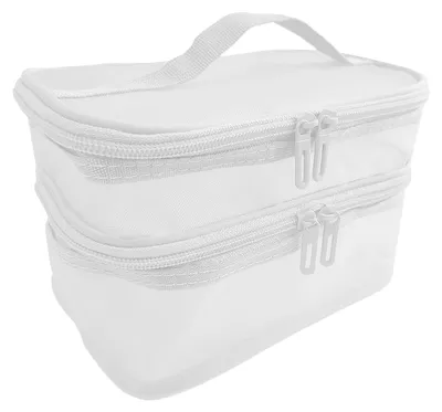 Productafbeelding van Dubbel Laags Make-up Tas - Met Handvat en Rits voor Vrouwen