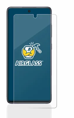 A screen protector is shown placed over a smartphone.