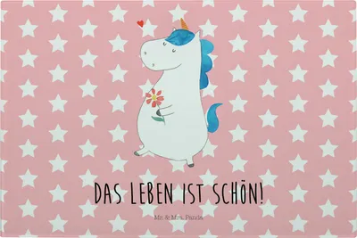 Produktbild von Mr. & Mrs. Panda Hackbrett Einhorn Spaziergang - Rot Pastell - Geschenk, Schneidplatte Glas, Küchenbrett, Glitzer, Schneidebrett Aus, Unicorn, Schneideplatte, Freundin