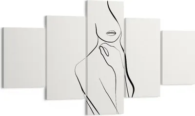 Produktbild von Bild auf Leinwand - Leinwandbild - 5 Teile - Frau Skizze Zeichnung - 125x70cm - Wand Bild - Wanddeko - Wandbilder - Leinwanddruck - Bilder - Wanddekoration - Leinwand bilder - Wandbild - EA125x70-5045