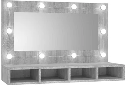 Productafbeelding van vidaXL Spiegelkast met LED-verlichting, grijs Sonoma, 90x31,5x62 cm