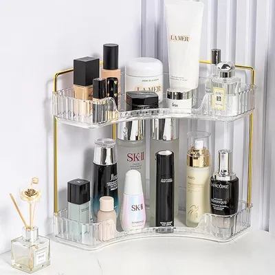 Image de Organisateur de maquillage transparent avec 2 niveaux