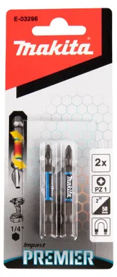 Produktbild von Makita Torsion Bit PZ1, 2 Stück(e), PZ 1, 1/4, 50 mm, 60 mm, 145 mm