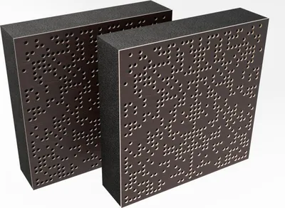 Obrázok produktu pre balenie 2 ks - AbFuser akustický panel s difúznym pohlcovaním zvuku | 50 x 50 cm | Farba: (Wenge, BINAR (120 mm))