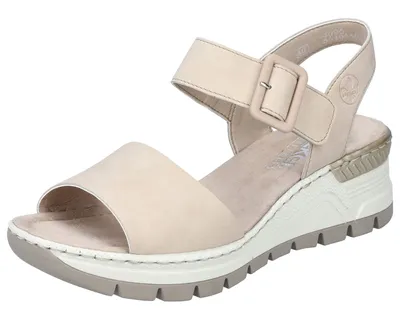 Produktbild von Rieker Damen Sandale Keilabsatz Klettverschluss Deko Schnalle 66466, Größe:40 EU, Farbe:Beige