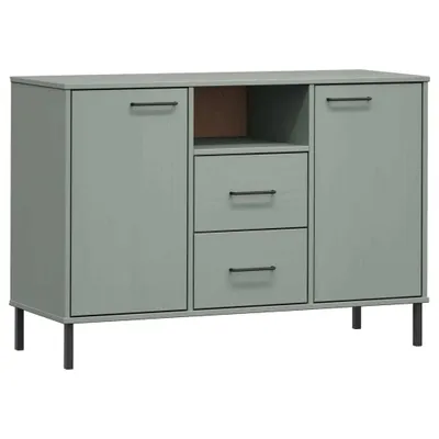 Image de Buffet avec pieds en métal Gris 113x40x77 cm Bois massif OSLO