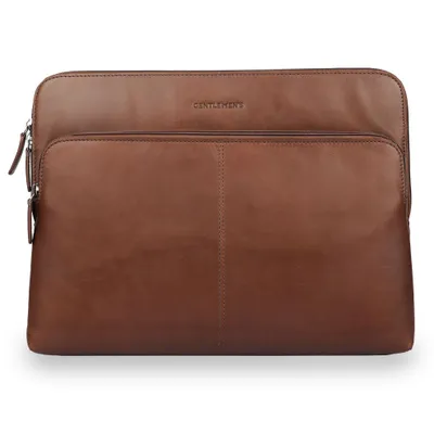 Produktbild von Gentlemen's Laptop Sleeve aus Echtleder – Laptoptasche / Notebook Hülle – Schutzhülle für 13–16 Zoll MacBook & Laptop – Slim Case