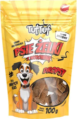 Obrázek produktu pro Tuftuf | Psí želé Drops – 80 g – měkká konzistence – hovězí maso – pamlsky pro výcvik psů