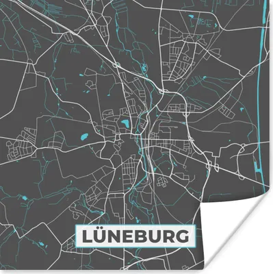 Produktbild von MuchoWow® Poster Stadtplan - Lüneburg - Deutschland - Karte 100x100 cm - Babyzimmer