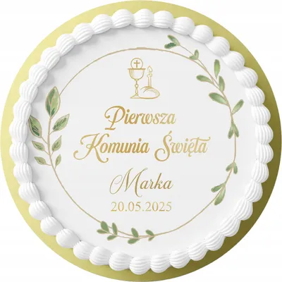 Image de Opłatek Na Tort 20Cm - Na Pierwszą Komunie Świętą Okrągły 16Cm 18Cm + Imię