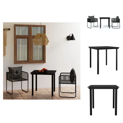 Produktbild von vidaXL 3-tlg. Garten-Essgruppe Schwarz -  Gartenmöbel-Sets