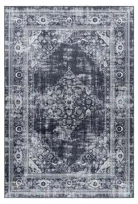 Produktbild von Waschbarer Teppich Federico Läufer, Farbe: Schwarz, Größe:80x250 cm