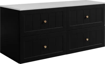 Image de Rodan | Meuble Sous Lavabo - Noir et Blanc - 120 cm - 4 Tiroirs à Fermeture Douce - Armoire de Salle de Bain