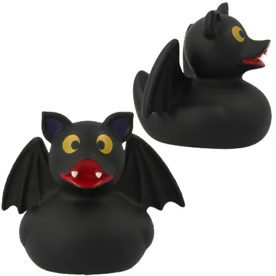 Immagine prodotto di Van der Meulen, anatra da bagno in gomma, Lilalu, pipistrello nero, giocattolo da bagno