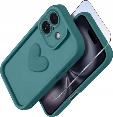 Produktbild von Silikonhülle für iPhone 16 Plus MATT Herz + 9H Displayschutzglas