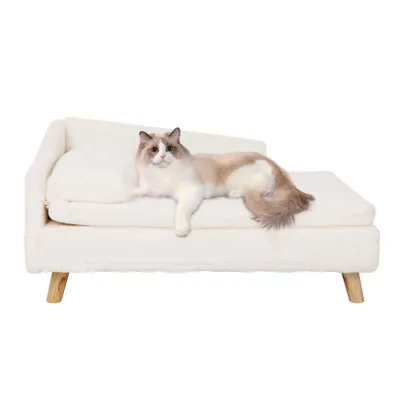 Immagine prodotto di FATIVO Divanetto per Cani e Gatti fino a 25 kg, Letto Rialzato da Interno, Cuccia per Gatti e Cani con Cuscino Morbido, 80,5x48x23,5 cm