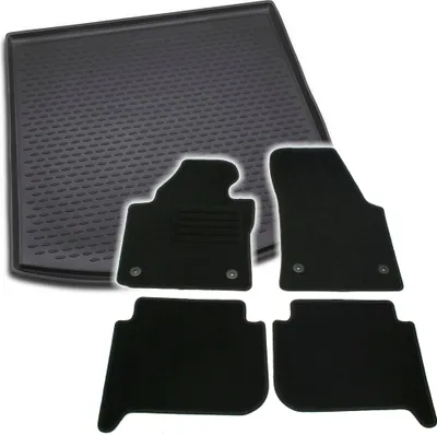 Produktbild von Gummi-Kofferraumwanne + Fußmatten Set für VW Touran 1T, Bj. 11/2006-8/2010