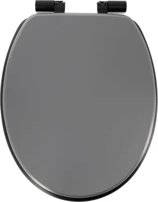 Produktbild von Wc Sitz mit Absenkautomatik schwarz-grau Toilettendeckel Klodeckel  Klobrille Toilettensitz Mdf Klositz schwarz