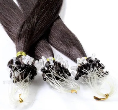 Obrázok produktu pre hair2heart Microring Extensions ľudské vlasy rovné - 25 prameňov 0,5g 50cm 4/0 stredne hnedé