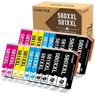 A box of ink cartridges and a row of ink cartridges.