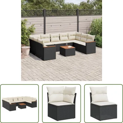 Produktbild von The Living Store 10-tlg. Garten-Sofagarnitur mit Kissen Schwarz Poly Rattan