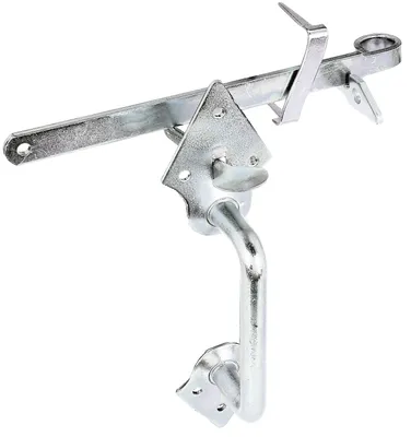 Produktbild von Alberts Klinken-Set | für Flechtzaun- und leichte Holztore | zum Anschrauben oder Einschlagen | galvanisch gelb verzinkt | Länge 260 mm