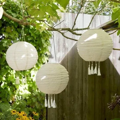 Produktbild von Solar-Lampion-Set 3teilig cremefarben warmweiße LEDs für Außenbereich