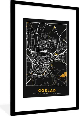 Produktbild von MuchoWow® Gerahmtes Poster Stadtplan - Deutschland - Gold - Karte 60x90 cm - Poster mit Schwarzem Bilderrahmen Wandposter Rahmen Foto Bilder - Dekoration - Wandposter Wohnzimmer - Hochwertig