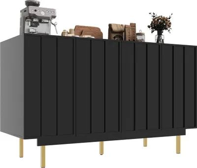 Imagen del producto de AIORBER: Mueble aparador moderno para comedor, con 4 puertas, diseño minimalista sin tiradores, gran capacidad de almacenamiento, sistema antitiempos, fabricado en MDF, color /gris