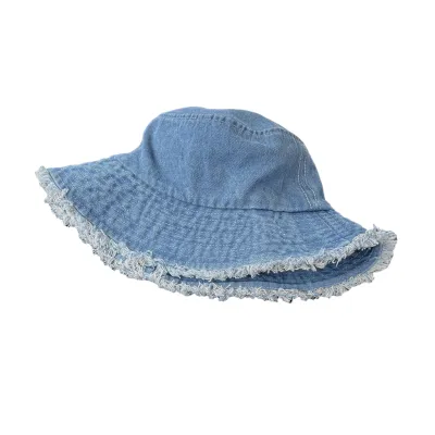 Produktbild von Fischerhut für Damen, Sonnenschutz, Anti-UV, breite Krempe, gerippter Rand, flache Oberseite, faltbar, Retro, winddicht, atmungsaktiv, Sonnenkappe für Outdoor, Camping und Angeln, Hellblau, Einheitsgröße