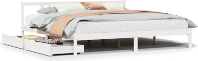 Produktbild von vidaXL Massivholzbett ohne Matratze Weiß 200x200 cm Kiefernholz